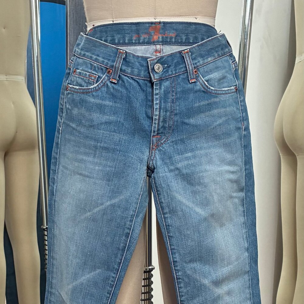 7 Jeans, Low Rise, Slight Boot Cut, Light Wash, Size 27